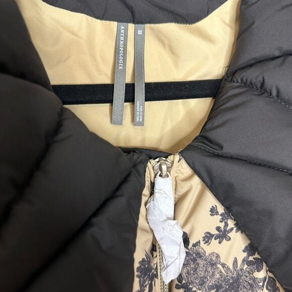 Anthropologie Peter Pan Collar Printed Puffer Coat Size 3X Plus Floral - Picture 5 of 8